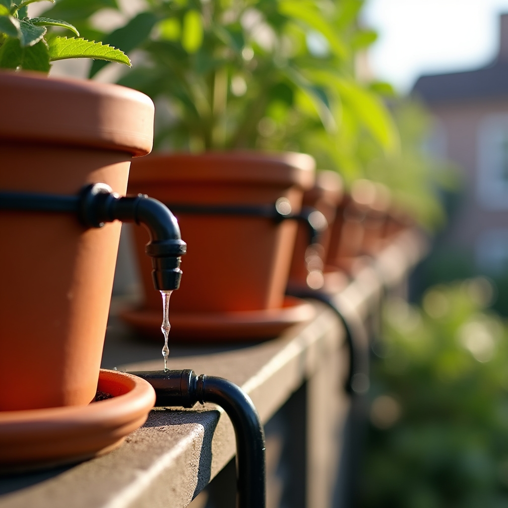 Sistema di irrigazione a goccia artigianale per vasi sul balcone
